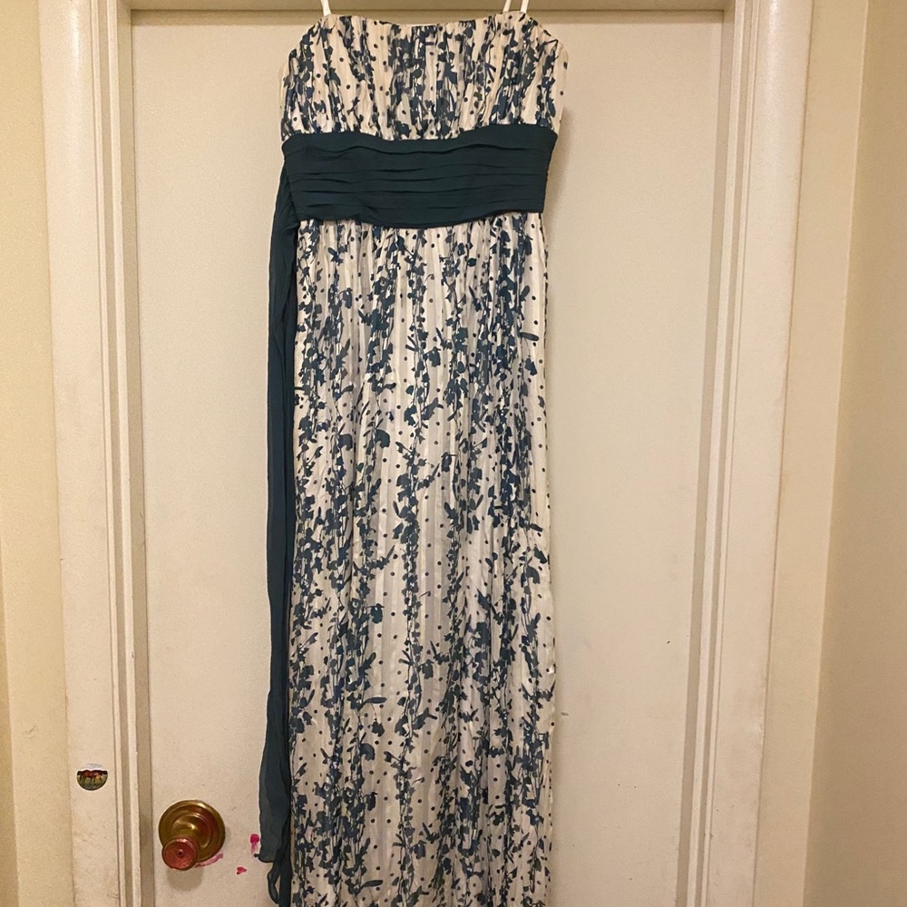 BCBG Maxazria Green and white silk gown